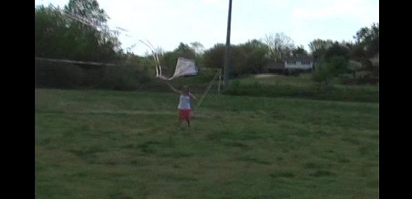  Cute 18yo teen Kitty flying a kite